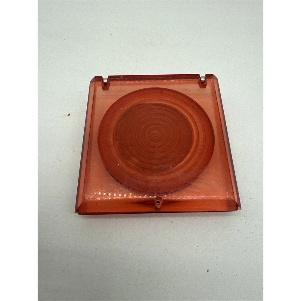 Vintage Red Lucite Square Compact Powder Box With Naples Grape Leaf Design